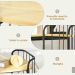 HOMCOM-Carrello-da-Cucina-Multiuso-a-3-Livelli-in-Truciolato-e-Acciaio-con-Maniglia-e-4-Ruote-79x38x95-cm