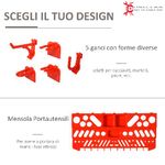 DURHAND-54pz-Contenitore-Portautensile-con-50-ganci-montaggio-a-muro-rosso-grigo