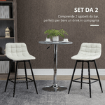 HOMCOM-Set-2-Sgabelli-da-Bar-con-Schienale-e-Poggiapiedi-in-Stile-Nordico-in-Metallo-e-Velluto-color-Crema-45x47x88-cm