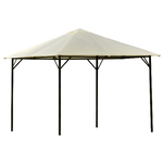 Outsunny Gazebo da Giardino 3x3m in Metallo con Doppio Tettuccio, Bianco e Crema