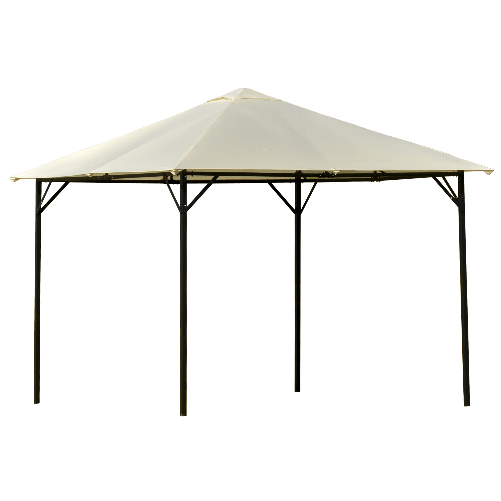 Outsunny-Gazebo-da-Giardino-3x3m-in-Metallo-con-Doppio-Tettuccio-Bianco-e-Crema