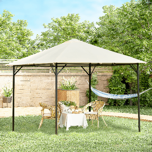 Outsunny-Gazebo-da-Giardino-3x3m-in-Metallo-con-Doppio-Tettuccio-Bianco-e-Crema