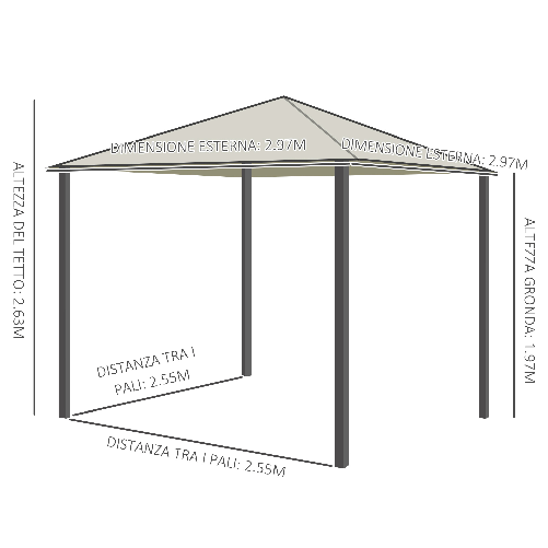 Outsunny-Gazebo-da-Giardino-3x3m-in-Metallo-con-Doppio-Tettuccio-Bianco-e-Crema