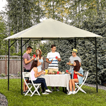 Outsunny-Gazebo-da-Giardino-3x3m-in-Metallo-con-Doppio-Tettuccio-Bianco-e-Crema