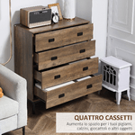 HOMCOM-Cassettiera-4-Cassetti-in-Truciolato-e-Metallo-per-Soggiorno-e-Camera-da-Letto-80x39x95-cm-Marrone