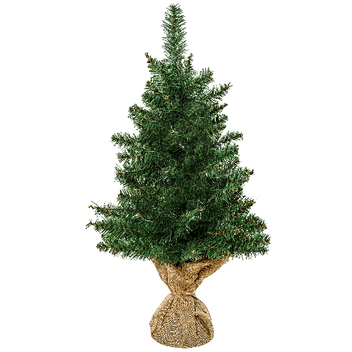 HOMCOM-Albero-di-Natale-Mini-60cm-con-70-Rami-Folti-e-Aghi-Realistici-in-PVC-Base-in-Cemento-e-Iuta