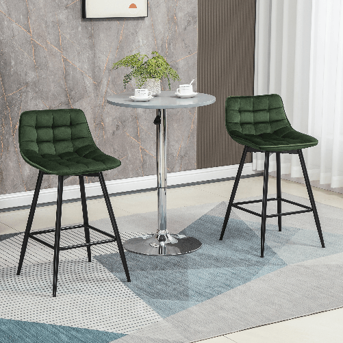 HOMCOM-Set-2-Sgabelli-da-Bar-con-Schienale-e-Poggiapiedi-Stile-Nordico-in-Metallo-e-Velluto-Verde-45x47x88cm