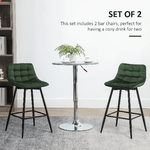 HOMCOM-Set-2-Sgabelli-da-Bar-con-Schienale-e-Poggiapiedi-Stile-Nordico-in-Metallo-e-Velluto-Verde-45x47x88cm