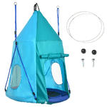 Outsunny Altalena da Giardino con Tenda per Bambini da 3-8 Anni, Ø100cm e Corde Regolabili, Blu