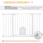 PawHut-Cancelletto-per-Cani-Estensibile-con-Porta-a-Chiusura-Automatica-in-Metallo-e-ABS-75-131x76-cm-Bianco