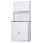 HOMCOM Credenza Cucina con Armadietti a 2 Ante e Cassetto in Legno, 80x40x180cm, Bianco