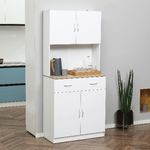 HOMCOM-Credenza-Cucina-con-Armadietti-a-2-Ante-e-Cassetto-in-Legno-80x40x180cm-Bianco