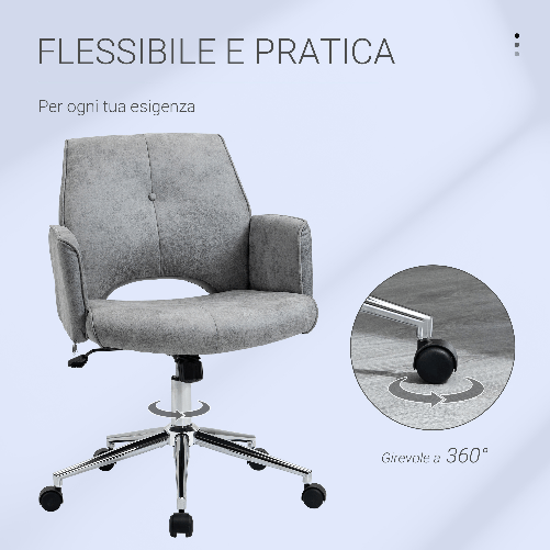 Vinsetto-Sedia-imbottita-da-Ufficio-Ergonomica-e-Girevole-con-Altezza-Regolabile---Grigio