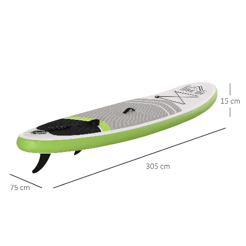 HOMCOM-Tavola-SUP-Gonfiabile-con-Accessori-Inclusi-Tavola-da-Surf-Stand-Up-Paddle-Board-per-Adulti-e-Teenager-305x75x15cm-Verde-e-Bianco