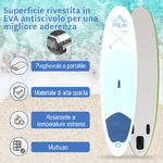 HOMCOM-Tavola-SUP-Gonfiabile-con-Accessori-Inclusi-Tavola-da-Surf-Stand-Up-Paddle-Board-per-Adulti-e-Teenager-305x75x15cm-Verde-e-Bianco