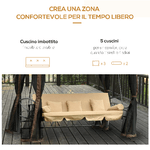 Outsunny-Dondolo-3-Posti-da-Giardino-Convertibile-in-Lettino-con-Gazebo-con-Zanzariera-e-Cuscini-257x175x240cm-Cachi