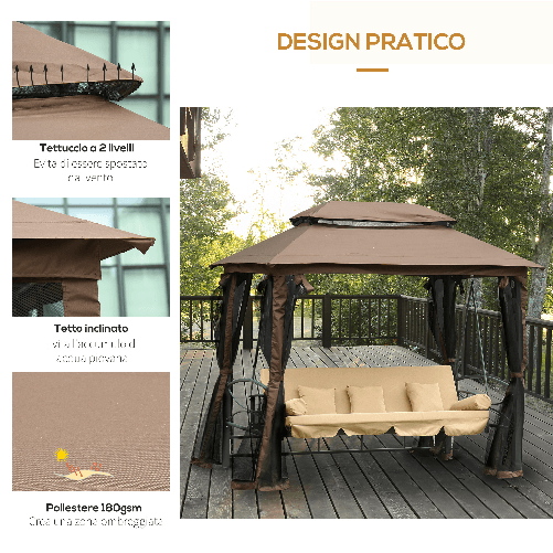 Outsunny-Dondolo-3-Posti-da-Giardino-Convertibile-in-Lettino-con-Gazebo-con-Zanzariera-e-Cuscini-257x175x240cm-Cachi