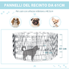 PawHut-Recinto-per-Cani-Gatti-Cuccioli-Roditori-Recinzione-Rete-Gabbia-8-Pezzi-76-x-61cm-Nero