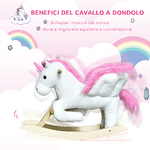 HOMCOM-Cavallo-a-Dondolo-a-Forma-di-Unicorno-con-Musica-Struttura-in-Metallo-e-Legno-Rivestimento-Peluche-65x32x55cm-Bianco-Rosa