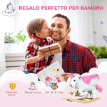 HOMCOM-Cavallo-a-Dondolo-a-Forma-di-Unicorno-con-Musica-Struttura-in-Metallo-e-Legno-Rivestimento-Peluche-65x32x55cm-Bianco-Rosa