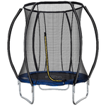 HOMCOM Trampolino Elastico Fitness Blu a 36 Molle per Adulti e Bambini con Rete di Protezione e 3 Gambe a U, Ø225x235 cm