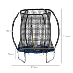 HOMCOM-Trampolino-Elastico-Fitness-Blu-a-36-Molle-per-Adulti-e-Bambini-con-Rete-di-Protezione-e-3-Gambe-a-U-Ø225x235-cm