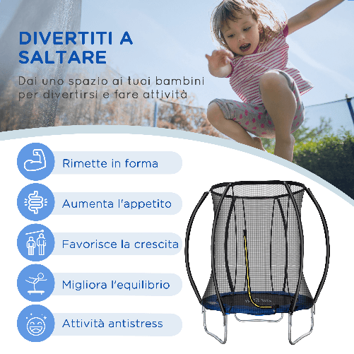 HOMCOM-Trampolino-Elastico-Fitness-Blu-a-36-Molle-per-Adulti-e-Bambini-con-Rete-di-Protezione-e-3-Gambe-a-U-Ø225x235-cm