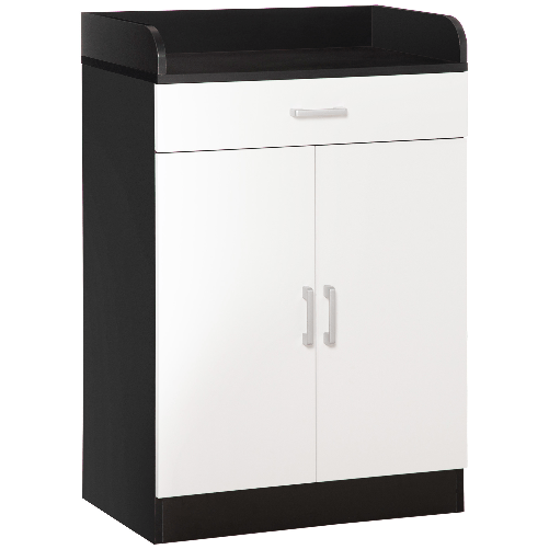 HOMCOM-Mobiletto-con-Cassetto-e-Ripiano-Regolabile-per-Cucina-Soggiorno-e-Anticamera-in-MDF-60x40x90cm-Bianco-e-Nero