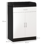 HOMCOM-Mobiletto-con-Cassetto-e-Ripiano-Regolabile-per-Cucina-Soggiorno-e-Anticamera-in-MDF-60x40x90cm-Bianco-e-Nero