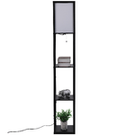 HOMCOM-Lampada-da-Terra-Moderna-Lampadina-Illuminazione-Interna-Salvaspazio-con-Ripiani-da-Soggiorno-Cotone-MDF-26-x-26-x-160-cm-Nero-e-Bianco