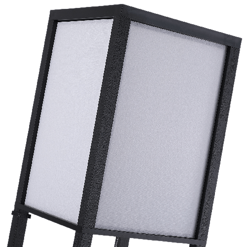 HOMCOM-Lampada-da-Terra-Moderna-Lampadina-Illuminazione-Interna-Salvaspazio-con-Ripiani-da-Soggiorno-Cotone-MDF-26-x-26-x-160-cm-Nero-e-Bianco