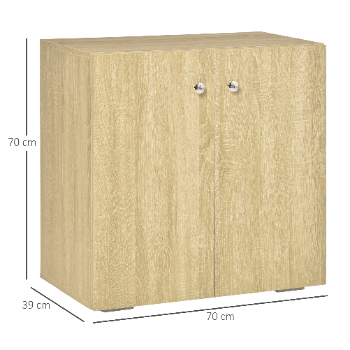 HOMCOM-Mobiletto-Multiuso-a-2-Ante-per-Soggiorno-o-Ufficio-70x39x70cm---Color-Legno