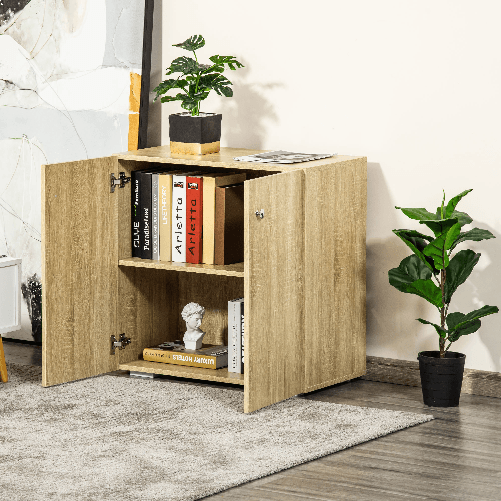 HOMCOM-Mobiletto-Multiuso-a-2-Ante-per-Soggiorno-o-Ufficio-70x39x70cm---Color-Legno