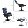 Vinsetto-Set-2-Pezzi-Poltrona-Gaming-Reclinabile-Inclinabile-a-130°-con-Sgabello-Poggiapiedi-Nero-e-Blu-Scuro