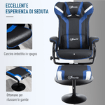 Vinsetto-Set-2-Pezzi-Poltrona-Gaming-Reclinabile-Inclinabile-a-130°-con-Sgabello-Poggiapiedi-Nero-e-Blu-Scuro