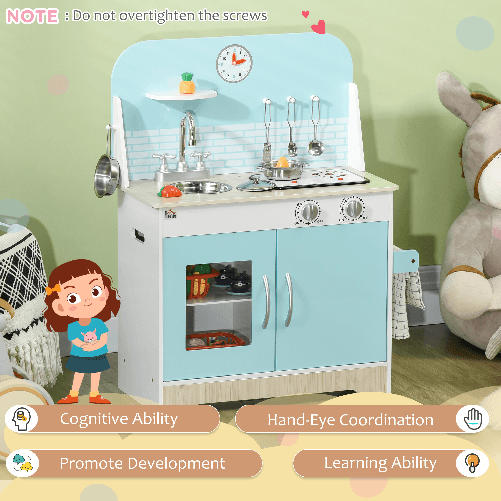 HOMCOM-Cucina-Giocattolo-per-Bambini-3-6-Anni-con-Luci-e-Utensili-da-Cucina-in-MDF-e-PP-65x29x81-cm