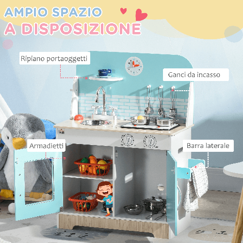 HOMCOM-Cucina-Giocattolo-per-Bambini-3-6-Anni-con-Luci-e-Utensili-da-Cucina-in-MDF-e-PP-65x29x81-cm