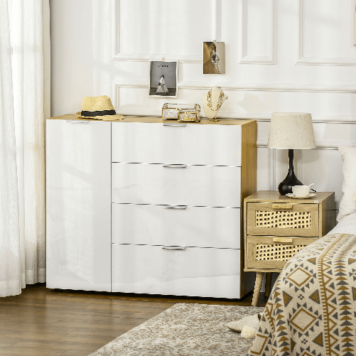 HOMCOM-Mobile-Multiuso-con-4-Cassetti-e-un-Armadietto-con-2-Ripiani-Regolabili-in-Truciolato-105x35x92cm