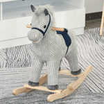 HOMCOM-Cavallo-a-Dondolo-per-Bambini-36-72-Mesi-Cavalluccio-a-Dondolo-Interattivo-Riproduce-Suoni-in-Peluche-Grigio-73x35x64cm