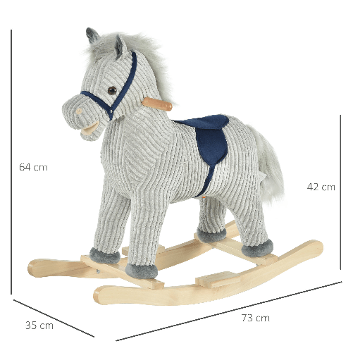 HOMCOM-Cavallo-a-Dondolo-per-Bambini-36-72-Mesi-Cavalluccio-a-Dondolo-Interattivo-Riproduce-Suoni-in-Peluche-Grigio-73x35x64cm