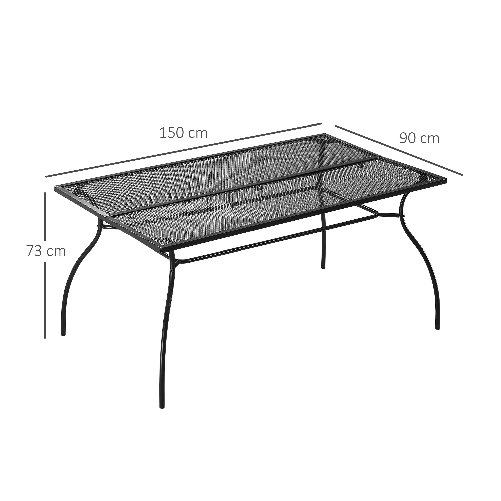 Outsunny-Tavolo-da-Giardino-Rettangolare-con-Piano-d-Appoggio-a-Rete-150x90x73cm-Nero