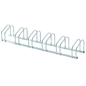 HOMCOM Rastrelliera Portabiciclette Parcheggio per 6 Biciclette in Acciaio, 179x33x27 cm, Argento