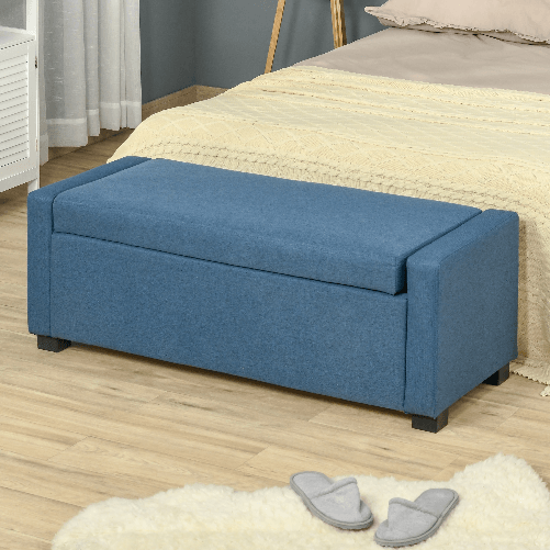 HOMCOM-Panca-Fondoletto-con-Vano-Contenitore-in-Tessuto-120x50x44cm---Blu