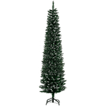 HOMCOM Albero di Natale Innevato Artificiale Alto e Stretto con 570 Rami, Base Rimovibile e Pieghevole, Φ53x190cm - Verde