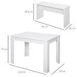 HOMCOM-Set-3-Pezzi-Tavolo-con-2-Panche-per-Cucina-Bar-o-Sala-da-Pranzo-Moderna-in-Legno-Bianco-2-Posti-110x70x75cm