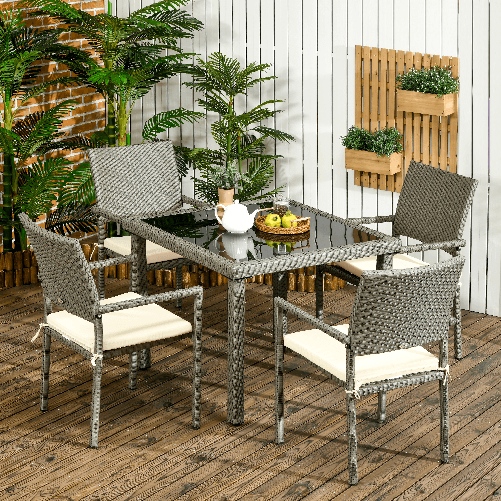 Outsunny-Set-da-Esterni-in-Rattan-PE-con-Tavolo-e-4-Sedie-con-Cuscini-Grigio