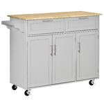 HOMCOM Carrello da Cucina Multiuso in Legno con 2 Cassetti, 3 Antine e 4 Ruote 121x46x91cm, Grigio