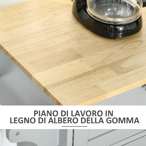 HOMCOM-Carrello-da-Cucina-Multiuso-in-Legno-con-2-Cassetti-3-Antine-e-4-Ruote-121x46x91cm-Grigio