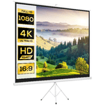 HOMCOM Telo Proiettore da 120" Formato 4:3 in Tessuto a Rete, Plastica e Metallo con Treppiedi, 244x183 cm, Bianco