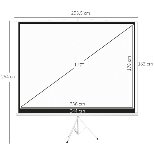 HOMCOM-Telo-Proiettore-da-120--Formato-4-3-in-Tessuto-a-Rete-Plastica-e-Metallo-con-Treppiedi-244x183-cm-Bianco